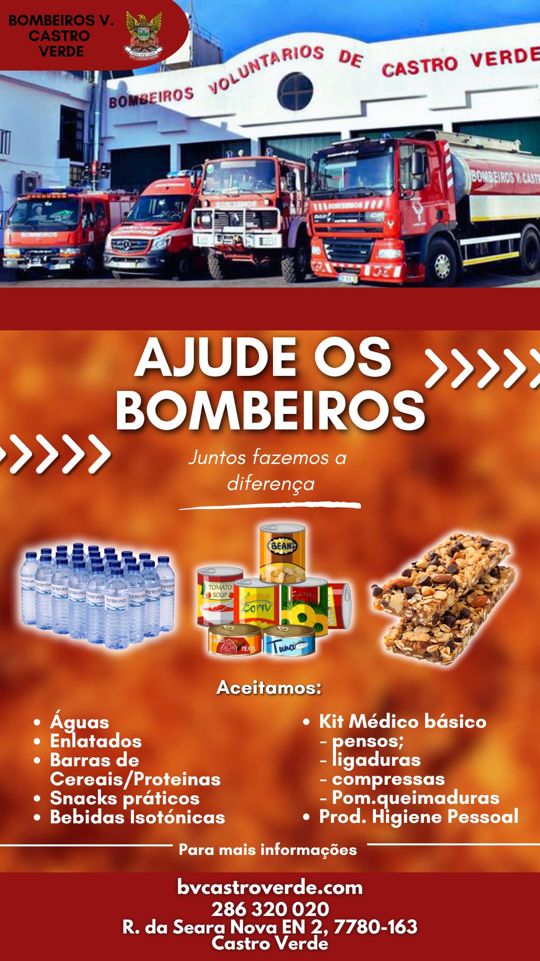 🚨 AJUDE OS BOMBEIROS DE CASTRO VERDE! 🚒